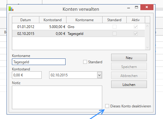 Nicht mehr benötigte Konten deaktiviert werden.
